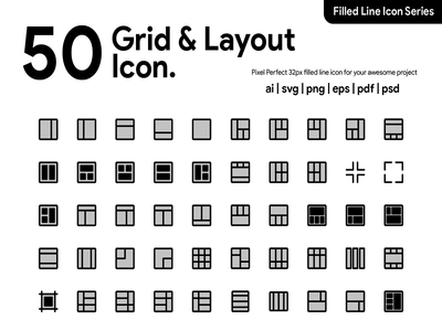 50 Grid & Layout Filled Line 图标(50 Grid & Layout Filled Line Icon)