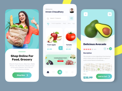 杂货应用程序 iOS 移动 UI 套件 - 食品配送应用程序(Grocery app iOS Mobile UI Kits - Food Delivery App)