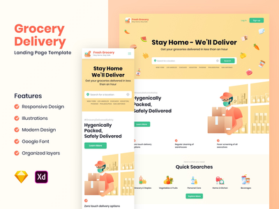 新鲜杂货-登陆页面模板(Fresh Grocery - Landing Page Template)