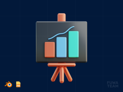 增长图 - 3D 设计过程图（正面）(Growth Graph - 3D Design Process Illustration (front))