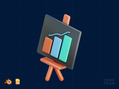 增长图 - 3D 设计过程说明(Growth Graph - 3D Design Process Illustration)