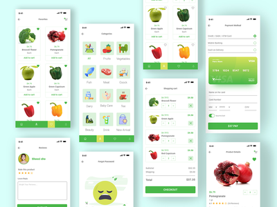 杂货店购物全应用 UI 设计(Grocery Shopping Full App UI Design)