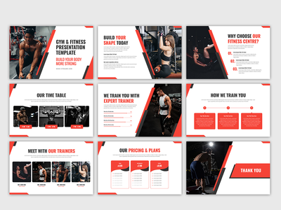 健身房和健身中心现代演示模板(Gym and fitness centre modern presentation template)