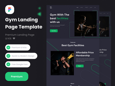 健身房登陆页面 ui 套件模板(Gym landing page ui kit template)