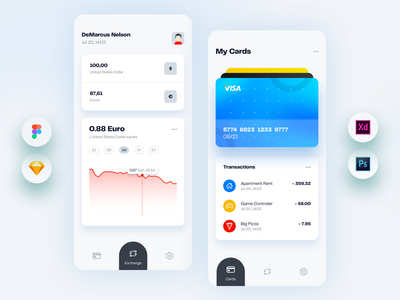 金融钱包移动UI套件应用程序模板(Finance Wallet Mobile UI Kit App Template)