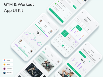 健身房和锻炼应用程序 UI 套件(GYM & Workout App UI Kit)