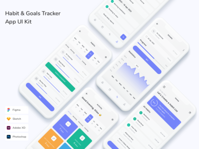 习惯和目标跟踪器应用程序 UI 套件(Habit & Goals Tracker App UI Kit)