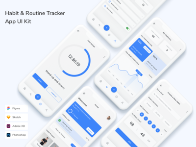 习惯和日常跟踪器应用程序 UI 套件(Habit & Routine Tracker App UI Kit)