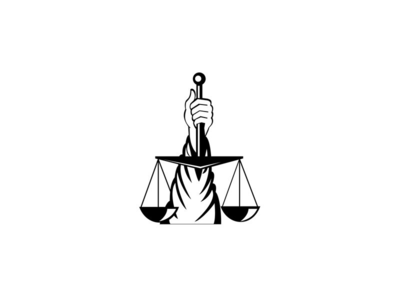 正义夫人的手拿着秤复古黑白(Hand of Lady of Justice Holding Weighing Scale Retro Black and White)