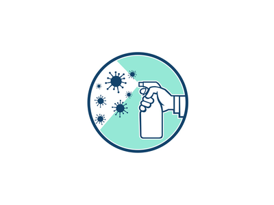 冠状病毒图标复古消毒剂喷雾(Disinfectant Spray on Coronavirus Icon Retro)