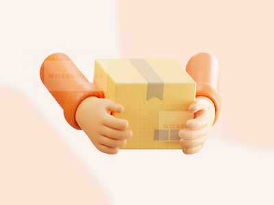 手持盒-交付 3D 插图包(Hand holding box - Delivery 3D Illustration Pack)