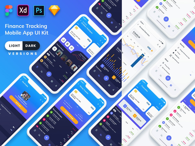 Finance Tracking 移动应用程序 UI 套件（浅色和深色）(Finance Tracking Mobile App UI Kit (Light & Dark))