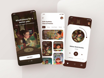 正念冥想应用音乐播放器-移动概念(Mindfulness Meditation App Music Player - Mobile Concept)
