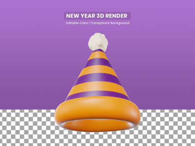 帽子派对新年 3d 渲染插图(Hat Party New Year 3D Render Illustration)