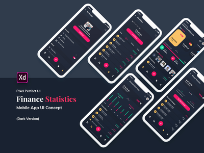 Finance Wallet 移动应用 Ui Kit 深色版 (XD)(Finance Wallet Mobile App Ui Kit Dark Version (XD))