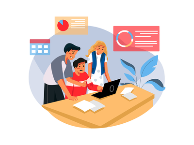 一群人在办公室制定商业计划(Group of people working out business plan in the office)