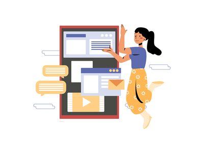 女商人正在研究移动设备(Businesswoman is working on the mobile device)