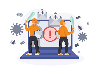 病毒保护说明概念(Virus Protection Illustration Concept)