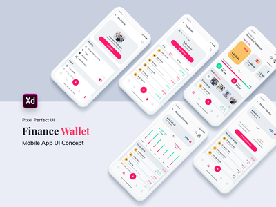 Finance Wallet 手机 App Ui Kit 轻量版 (XD)(Finance Wallet Mobile App Ui Kit Light Version (XD))