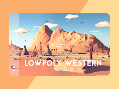 网站标题 Lowpoly 西部(Website Header Lowpoly Western)