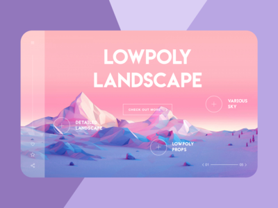 网站标题 Lowpoly 横向(Website Header Lowpoly Landscape)