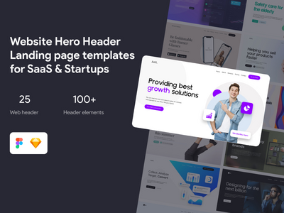 网站英雄部分/登陆页面 UI 工具包的标题(Website Hero section/ Header for landing page UI Kit)