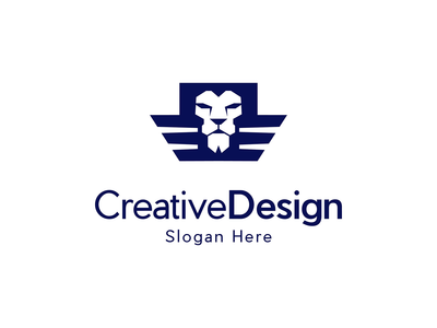 头狮子翅膀自由创意标志设计矢量(Head lion wings freedom creative logo design vector)