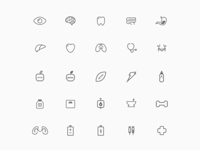 25 个健康图标 - AI + Sketch1(25 health icons – AI + Sketch1)