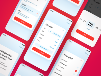 健康应用。入职屏幕(Health app. Onboarding screens)