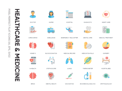 平面图标-医疗保健和医学(Flat Icon - healthcare & medicine)