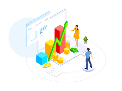 财务规划等距图(Financial Planning Isometric Illustration)