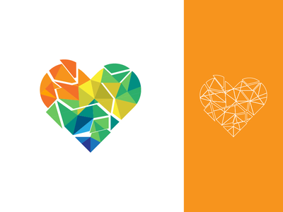 破碎的水晶心标志设计(Broken crystal heart logo design)