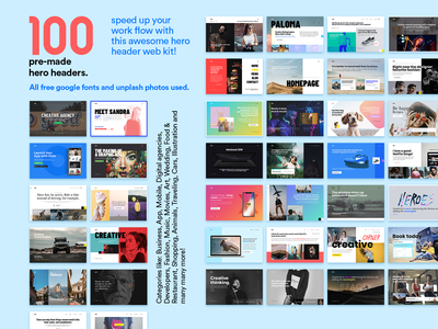 100 个英雄标题 Web 工具包(100 Hero Headers Web Kit)