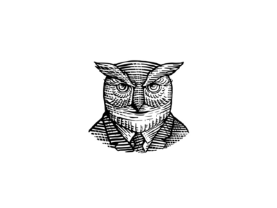 时髦猫头鹰西装木刻(Hipster Owl Suit Woodcut)