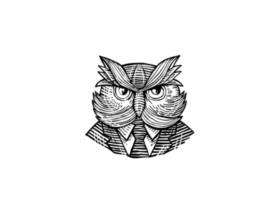 聪明的猫头鹰套装木刻(Hip Wise Owl Suit Woodcut)