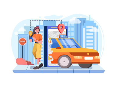 在线移动出租车服务应用程序概念(Online mobile taxi service app concept)