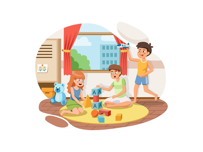 幼儿园插画概念(Kindergarten Illustration concept)