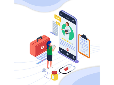 患者使用智能手机技术与医生进行在线会议。(Patient do online meeting with doctor using smartphone technology.)