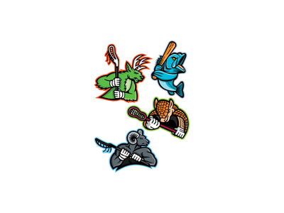 曲棍球和棒球运动吉祥物系列(Lacrosse and Baseball Sports Mascot Collection)