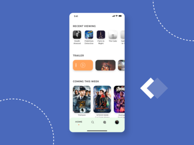 电影应用程序的主屏幕平面设计概念(Home screen flat design concept for Movie app)