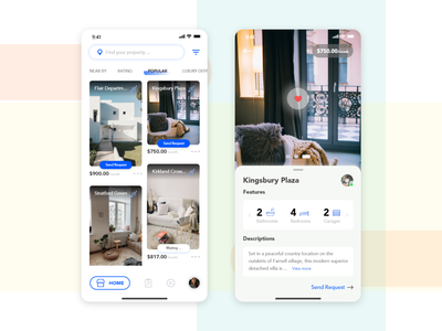 属性应用程序的主页和属性详细信息概念屏幕(Home and Property Details concept screens for Properties app)