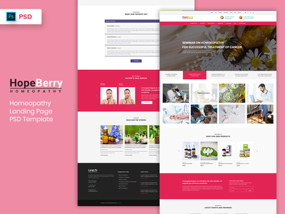 顺势疗法登陆页面 PSD 模板(Homeopathy Landing Page PSD Template)