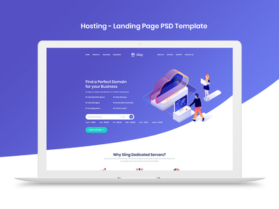 托管登陆页面 PSD 模板(Hosting Landing Page PSD Template)