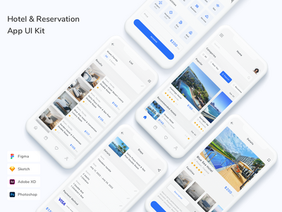 酒店和预订应用程序 UI 套件(Hotel & Reservation App UI Kit)