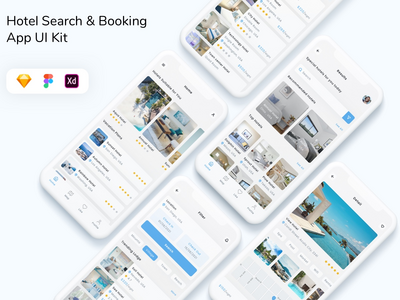 酒店搜索和预订应用程序 UI 套件(Hotel Search & Booking App UI Kit)