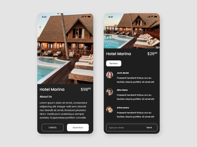 酒店预订应用程序 2 暗(Hotel booking app 2 dark)