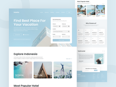 Hotelia - 酒店预订登陆页面网站设计(Hotelia - Hotel Booking Landing Page Website Design)