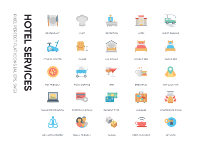 平面图标-酒店服务(Flat Icon - hotel services)