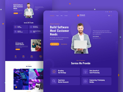 金融科技解决方案- IT 服务和解决方案网站模板。(Fintech Solutions- IT Services & Solutions Website Template.)