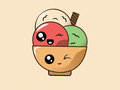 有趣的冰淇淋与脸(Funny Ice Cream with face)